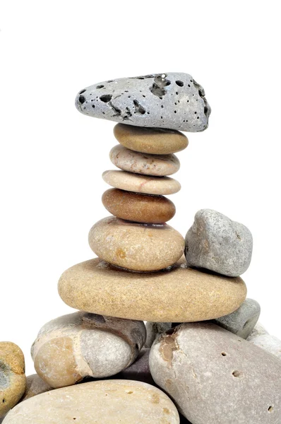 Een Stapel Van Zen Stenen Een Witte Achtergrond — Stockfoto