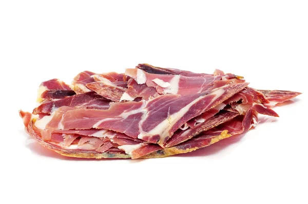 Pile Spanish Serrano Ham White Background — Stock Photo, Image