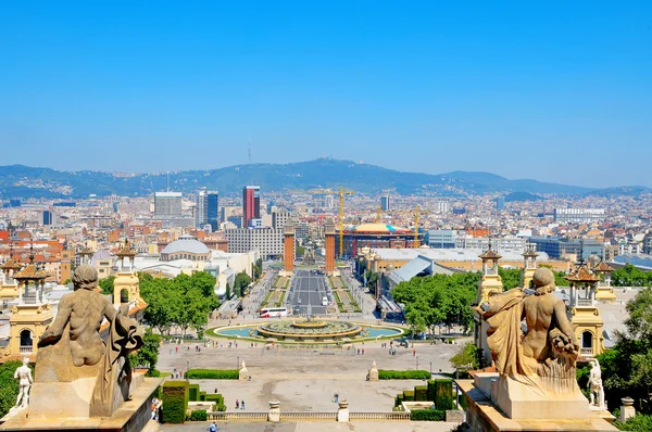 Vista Aérea Avenida Reina Maria Cristina Montjuich Barcelona Espanha — Fotografia de Stock