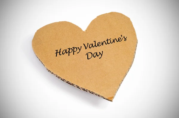 Happy Valentijnsdag Geschreven Een Hart Vormige Karton — Stockfoto