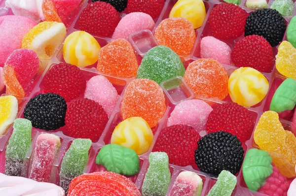 Closeup Pile Many Different Candies — Stock Photo, Image