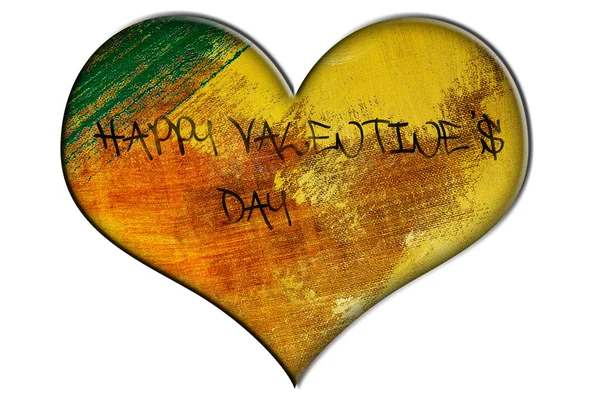 Happy Valentijnsdag Geschreven Binnen Een Hart Van Penseelstreken Verschillende Kleuren — Stockfoto