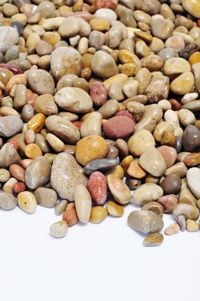 Closeup Pile Pebbles White Background — Stock Photo, Image