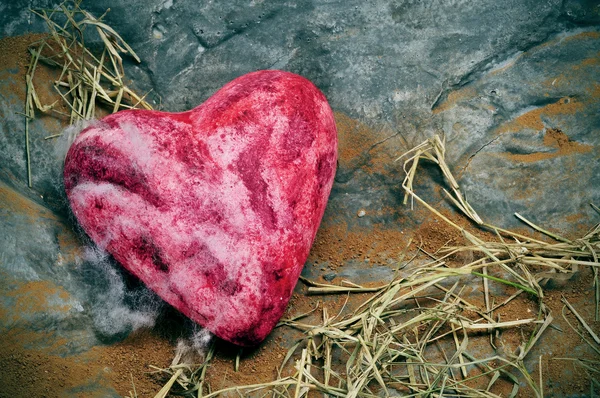 Червоне Серце Сірому Фоні — стокове фото