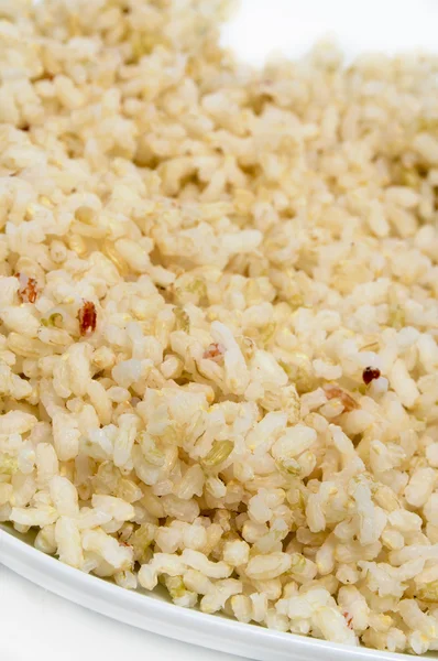 Portre Ile Kahverengi Pirinç Pişmiş Plaka — Stok fotoğraf