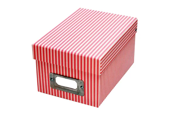 Полосатая Коробка Изолированная Белом Фоне — стоковое фото