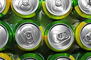 Closeup of a lot of soda cans clipart