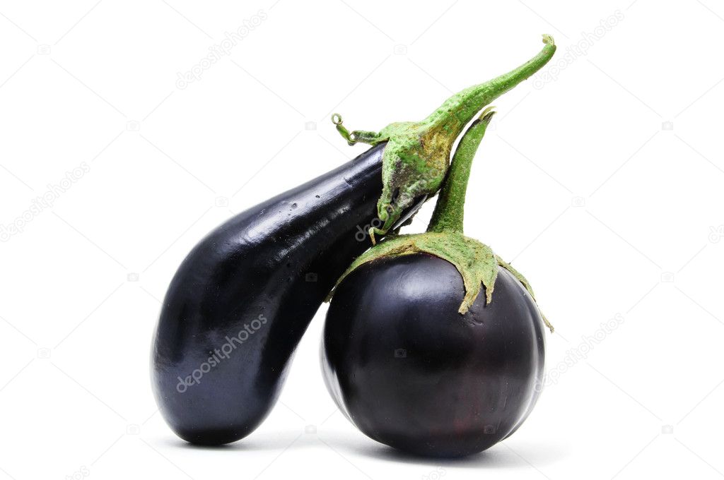 Some eggplants isolated on a white background