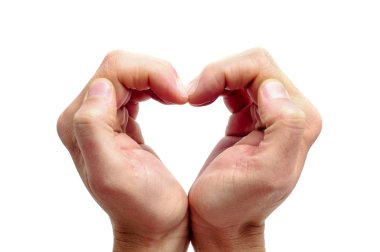 Man hands forming a heart on a white background clipart