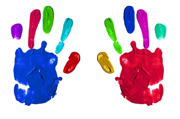 Colorful Handprints Isolated White Background — Stock Photo, Image