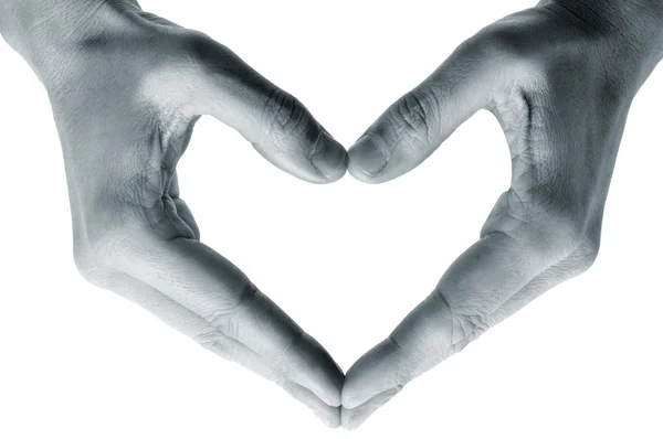 Mãos de homem formando um coração — Fotografia de Stock