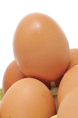 kahverengi yumurta bir yumurta kartonu yığını closeup