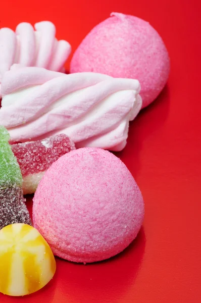 Pile Candies Red Background — Stock Photo, Image