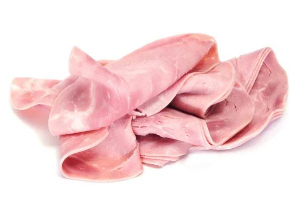 Some Ham Slices Isolated White Background — Stock Photo, Image