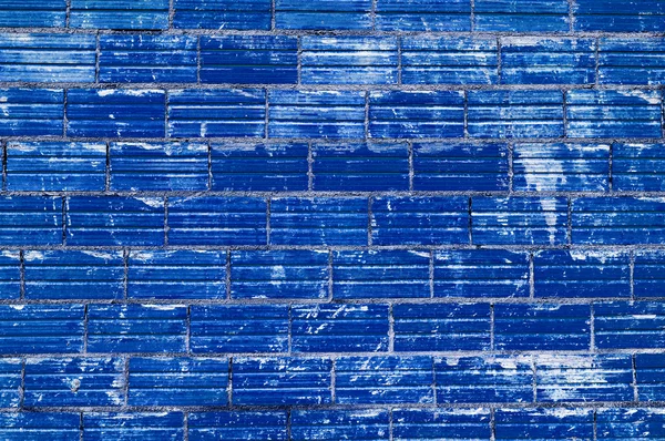 Zbliżenie Ścianką Niebieskich Klocków — Zdjęcie stockowe