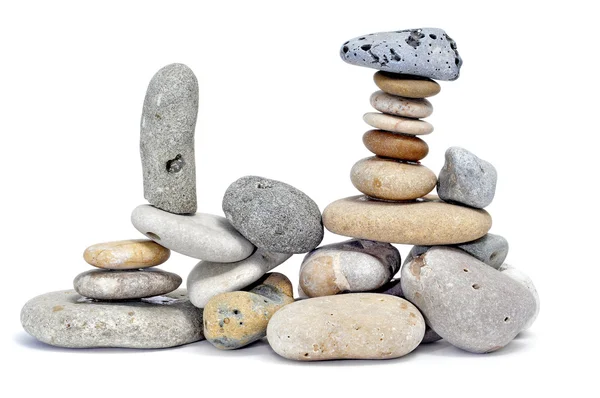 Una Pila Piedras Zen Sobre Fondo Blanco —  Fotos de Stock