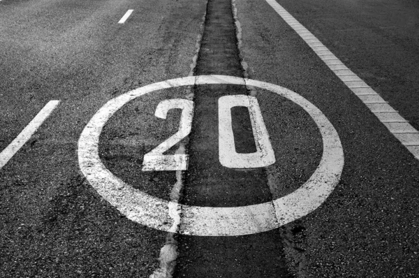 Speed Limit Sign Painted Road — Stock fotografie