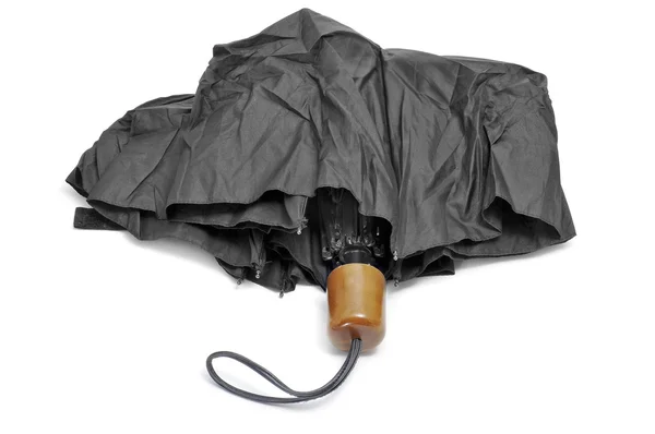 Een Zwarte Paraplu Geïsoleerd Een Witte Achtergrond — Stockfoto