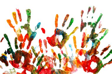 Colorful handprints clipart