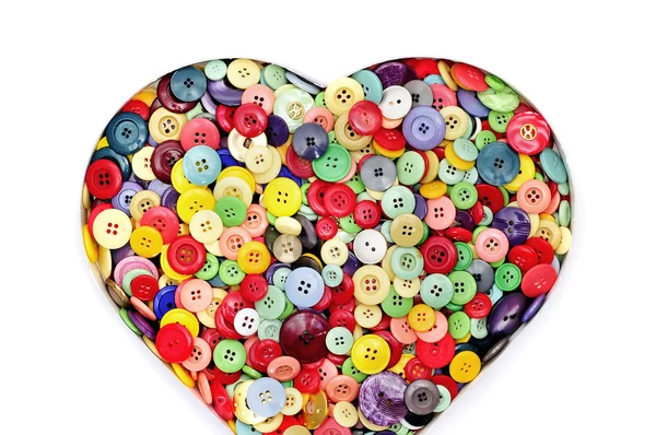 Corazón Botones Aislado Sobre Fondo Blanco —  Fotos de Stock