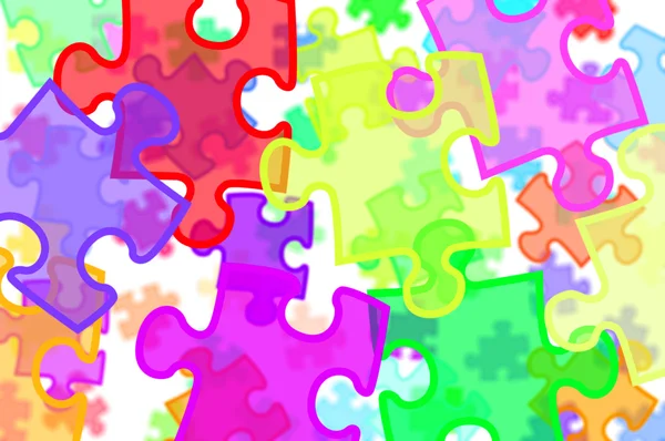 Einige Puzzleteile Verschiedenen Farben Auf Weißem Hintergrund — Stockfoto