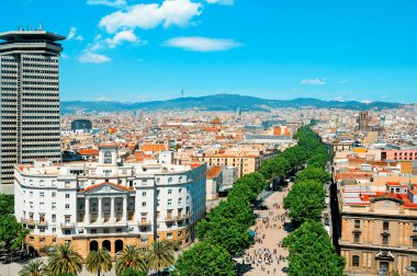 Aerial view of La Rambla of Barcelona, Spain clipart