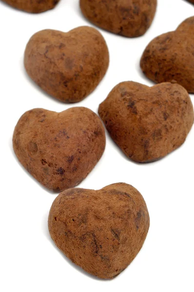 Chocolate bonbons em forma de coração — Fotografia de Stock