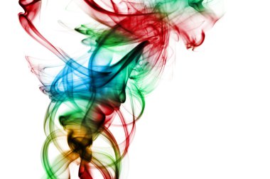 Smoke of different colors on a white background clipart