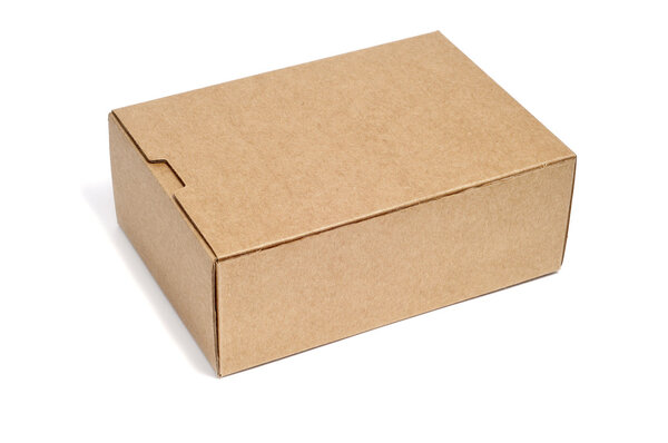 A cardboard box isolated on a white background
