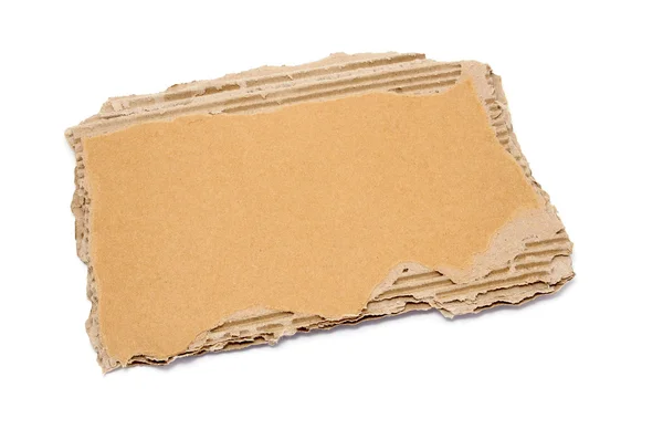 Kawałek Brązowy Karton Białym Tle — Zdjęcie stockowe
