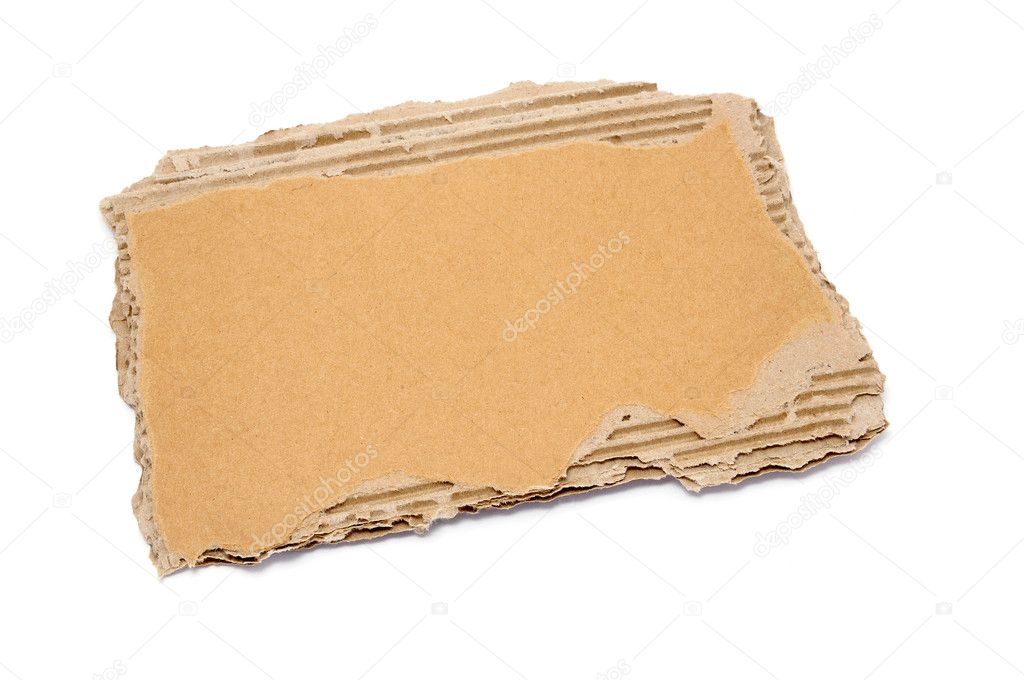 A piece of brown cardboard on a white background