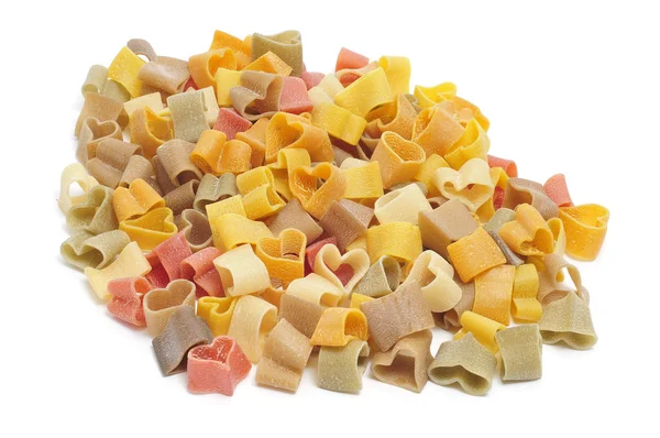 Pile Uncooked Vegetables Heart Shaped Pasta — Stock Photo, Image