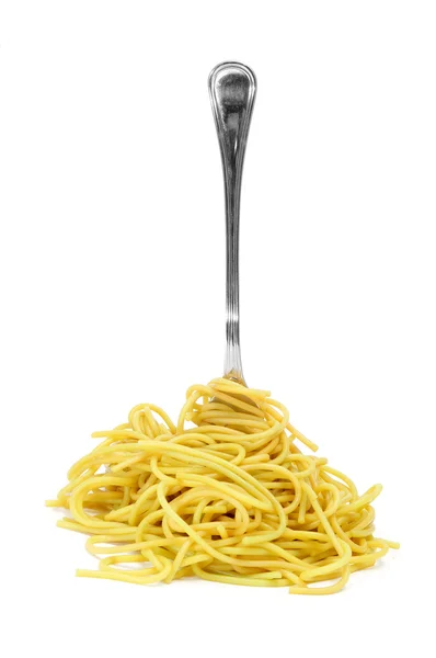Спагетти на вилке — стоковое фото