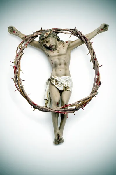 Jesus Christ and bloody crown of thorns — Stock Photo, Image