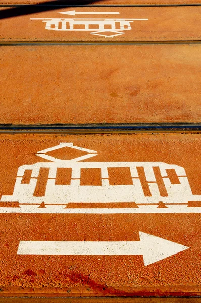 Tram lane teken — Stockfoto
