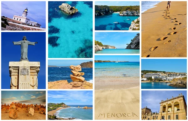 Collage con diferentes vistas de Menorca, Islas Baleares, España —  Fotos de Stock