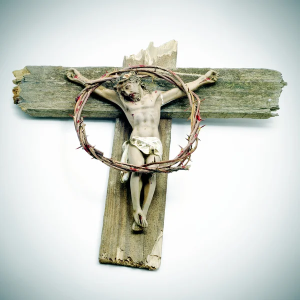 Jesus Christ in the holy cross — Stock Photo, Image