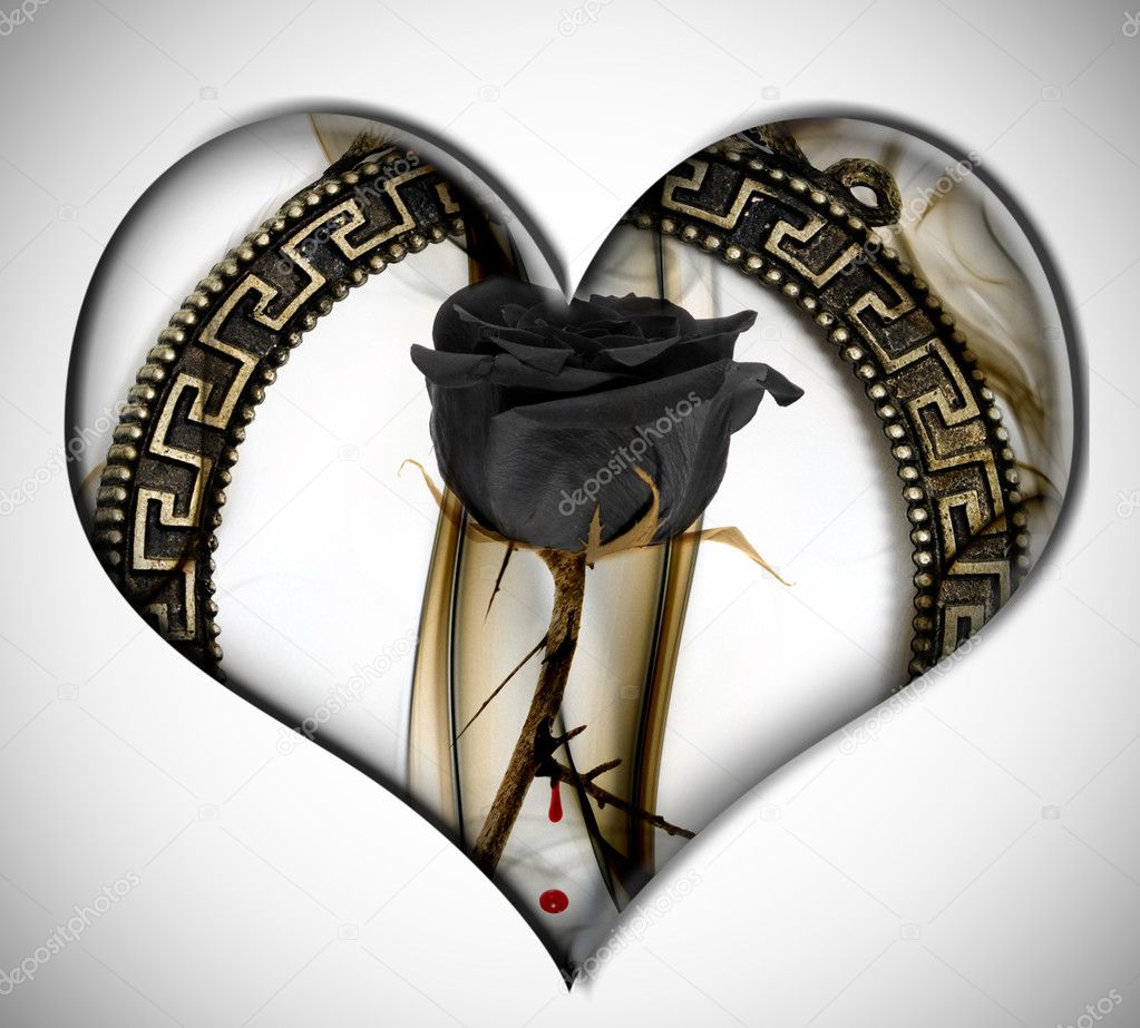 Black rose heart