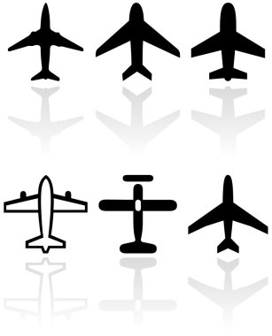 Airplane symbol vector set.