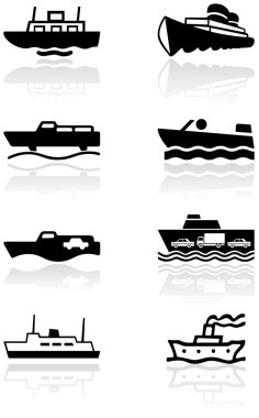 Boat symbol vector illustration set. clipart