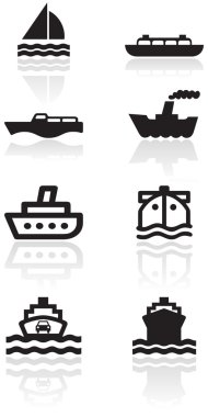 Boat symbol vector illustration set. clipart