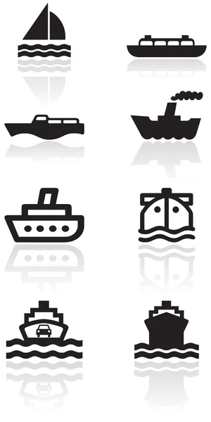 Conjunto de ilustração de vetor de símbolo de barco . — Vetor de Stock