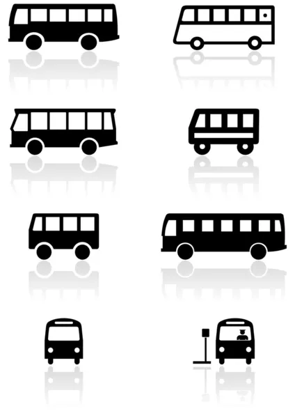 Otobüs veya minibüs simge vektör set. — Stok Vektör