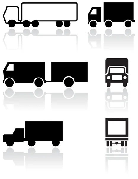 Set vettoriale simbolo camion o furgone . — Vettoriale Stock