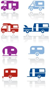 Caravan or camper van symbol vector illustration set. clipart