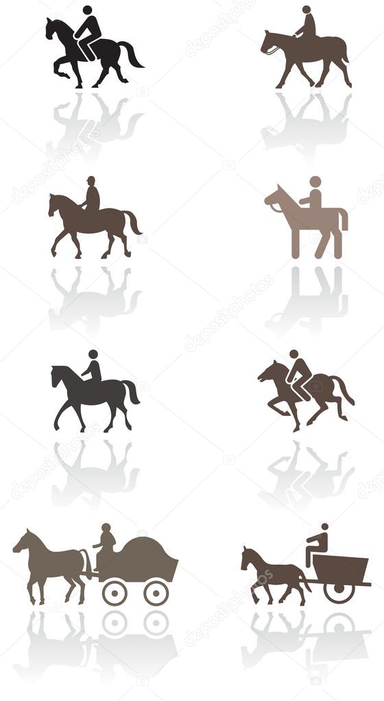 Horse or pony symbol vector illustration set.