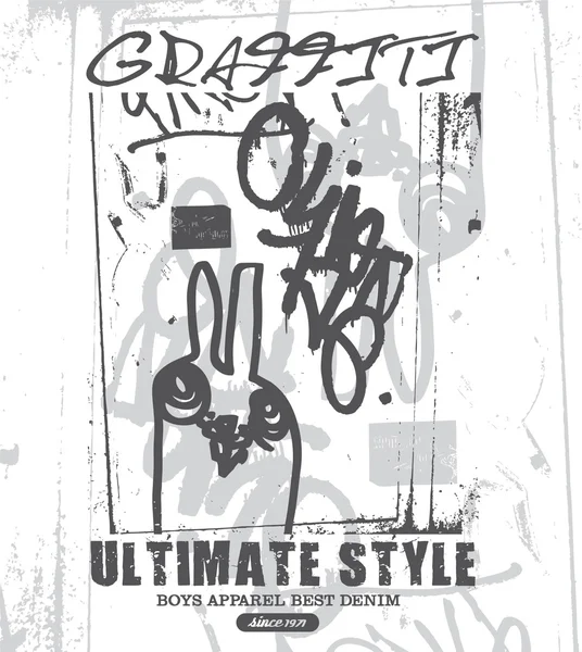 Graffiti Kunstwerk Design für Kinder Hemd — Stockvektor