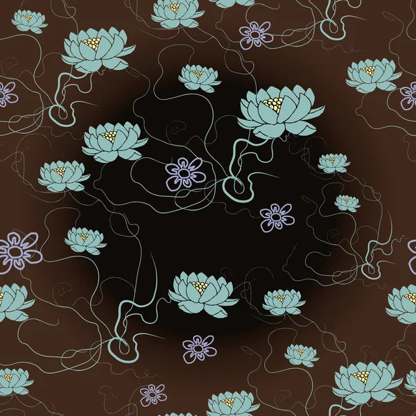 Nénuphars et fleurs sans couture — Image vectorielle
