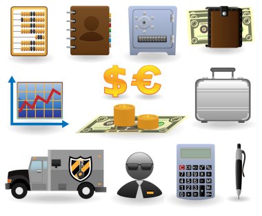 Finance and banking icons set clipart