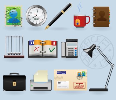 Office icons set clipart